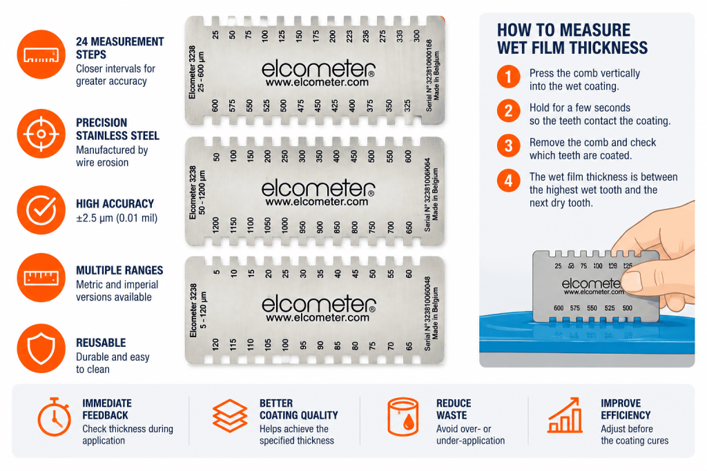 Elcometer 3238 Long Edge Wet Film Combs